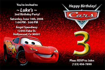 Our first design is this Lightning McQueen cars invitat