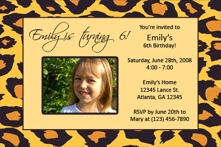 Printable Photo Leopard Print invitations