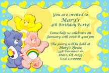Care Bears invitations