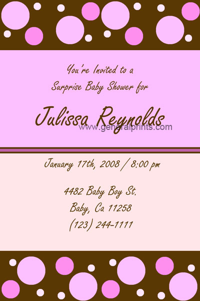 Girl Baby Shower Ideas on Personalized Polka Dots Shower Invitations