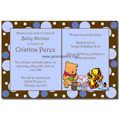 Winnie  Pooh Birthday Party on Personalized Winnie The Pooh Invitations  Birthday  Printable  Party