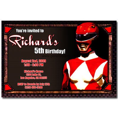 Personalized Power Rangers invitations printable