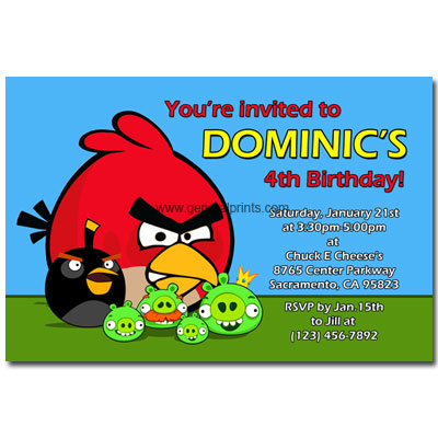 Free Birthday Cards Print on Angry Birds Invitations   General Prints