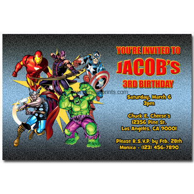 Free Printable Birthday Party Invitations on Personalized Avengers Invitations  Birthday  Printable  Party