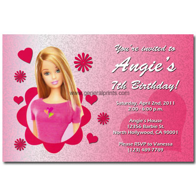Birthday Party Invitations on Home   Kids Birthday Party Invitations   Barbie Invitations