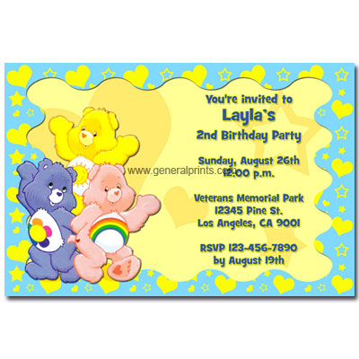 birthday party invitations by email
 on Care Bears Birthday Invitations | General Prints
