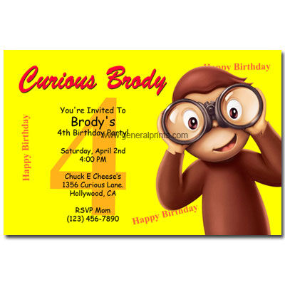 Personalized Curious George invitations printable