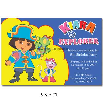 Dora  Explorer on Personalized Dora The Explorer Invitations  Birthday  Printable  Party