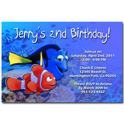 Finding on Personalized Finding Nemo Invitations  Birthday  Printable  Party
