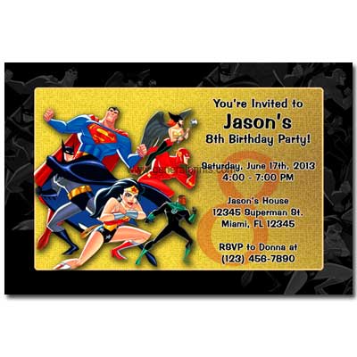 Personalized Justice League invitations printable