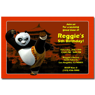Personalized Kung Fu Panda invitations printable
