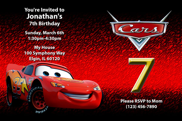 Home Kids Birthday Party Invitations Disney Cars Invitations 