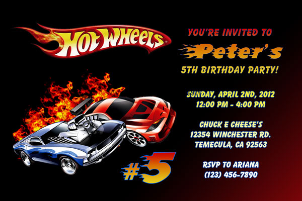 Home Kids Birthday Party Invitations Hot Wheels Invitations 