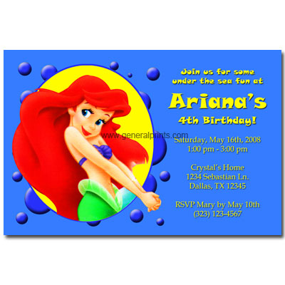 Personalized Little Mermaid invitations printable