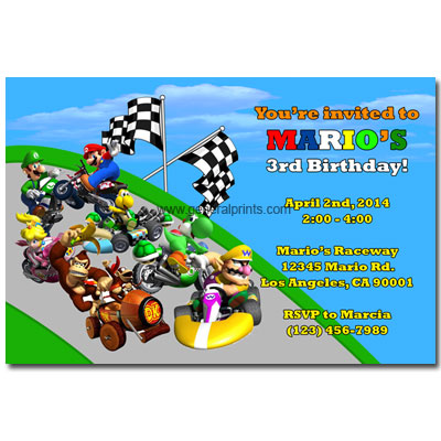 Super Mario Birthday Party on Mario Birthday Party On Personalized Mario Kart Invitations Birthday