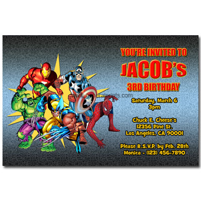 Custom Party Invitations on Personalized Marvel Superhero Invitations  Birthday  Printable  Party