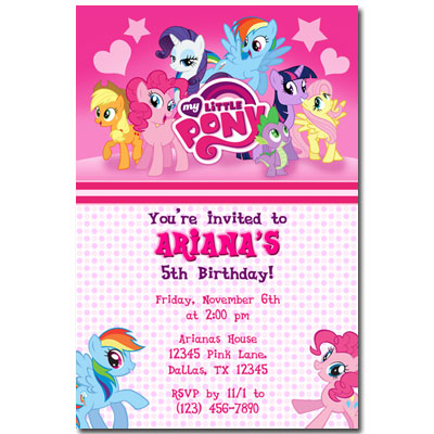  Pony Birthday Cake on Personalized My Little Pony Invitations  Birthday  Printable  Party