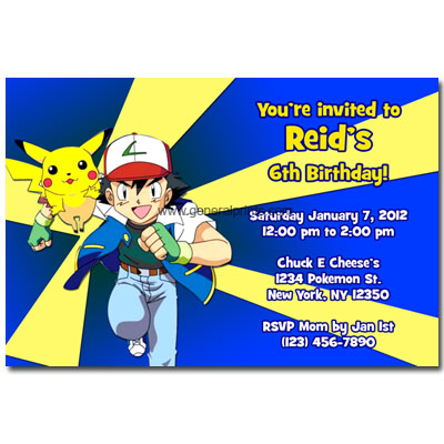 Personalized Pokemon invitations printable
