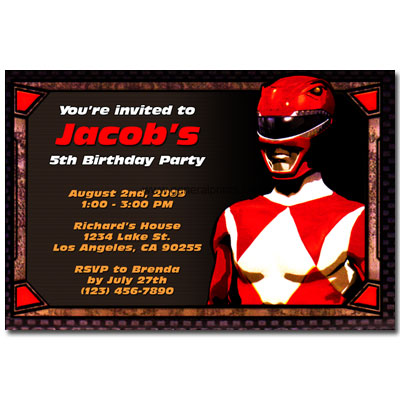 Personalized Power Rangers invitations printable