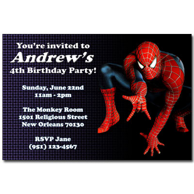 Birthday Party Invitations  Kids on Home   Kids Birthday Party Invitations   Spiderman Invitations