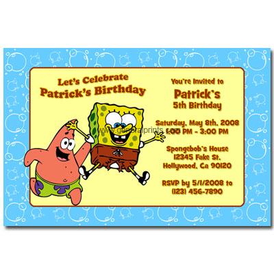 Party Invitations Printable on Personalized Spongebob Invitations  Birthday  Printable  Party