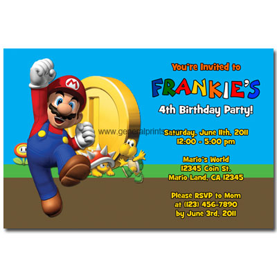 Custom Birthday Cards on Personalized Super Mario Invitations  Birthday  Printable  Party