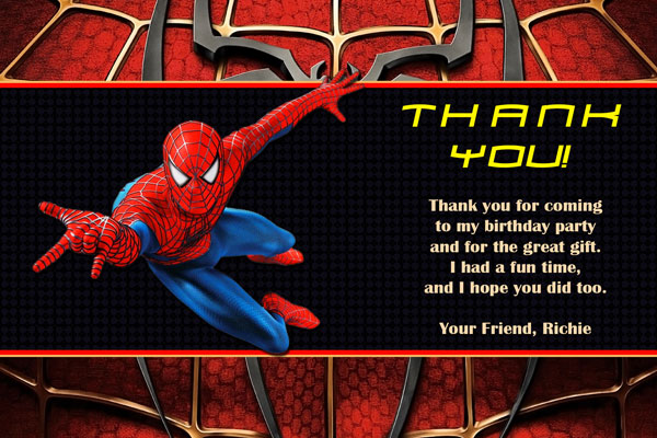 Spider Hero Spiderman Dream Party Invitations & Thank you Notes