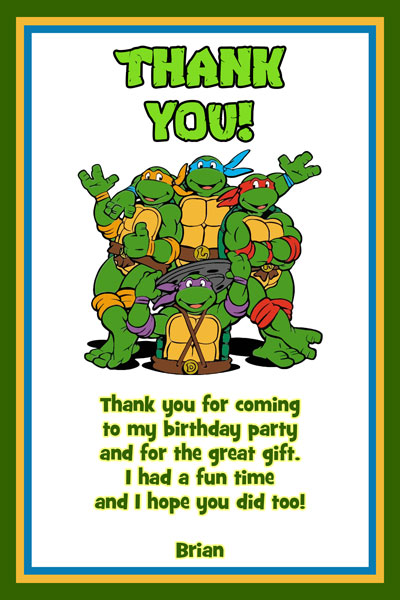 Teenage Mutant Ninja Turtles Birthday Invitations TMNT