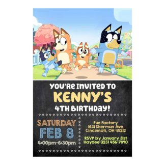 Personalized Bluey Birthday Invitations- Printable