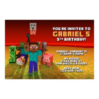 Personalized Minecraft Birthday Invitations- Printable