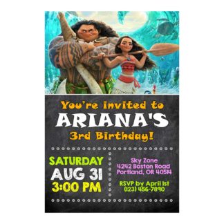 Personalized Moana Birthday Invitations- Printable