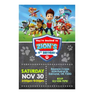 Personalized Paw Patrol Birthday Invitations- Printable