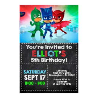 Personalized PJ Masks Birthday Invitations Printable