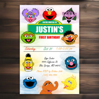 Personalized Sesame Street Birthday Invitations- Printable
