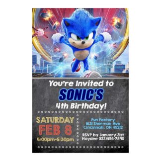 Personalized Sonic Birthday Invitations- Printable