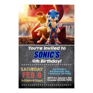 Personalized Sonic Birthday Invitations- Printable