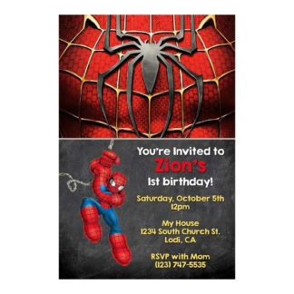 Personalized Spiderman Birthday Invitations- Printable