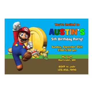 Personalized Super Mario Birthday Invitations Printable