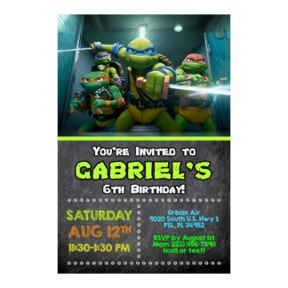 Personalized Ninja Turtles Birthday Invitations Printable