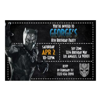 Personalized Black Panther Birthday Invitations Printable