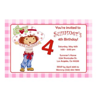 Personalized Strawberry Shortcake Birthday Invitations Printable