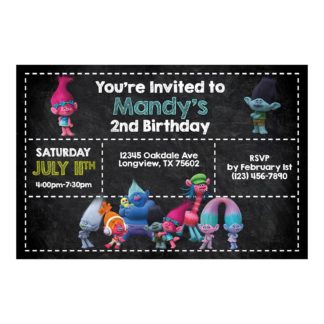 Personalized Trolls Birthday Invitations Printable