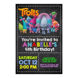 Personalized Trolls Birthday Invitations Printable