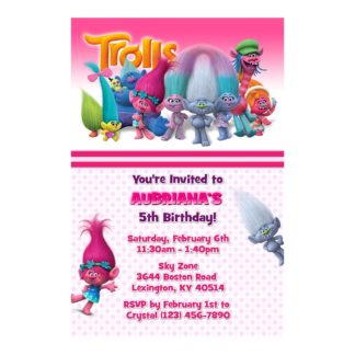 Personalized trolls Birthday Invitations Printable
