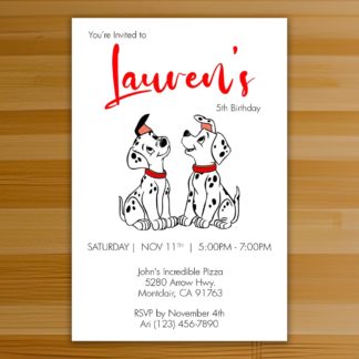 Personalized 101 Dalmatians Birthday Invitations Printable