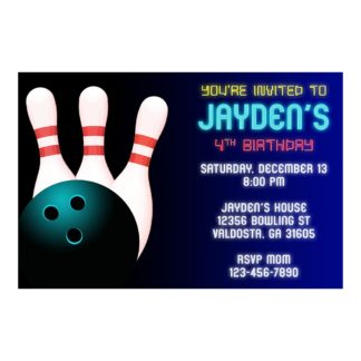 Personalized Cosmic Bowling Party Birthday Invitations Printable