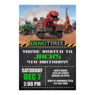 Personalized Dinotrux Birthday Invitations Printable
