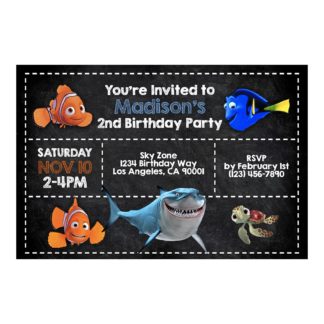 Personalized Finding Dory Birthday Party Invitations Printable