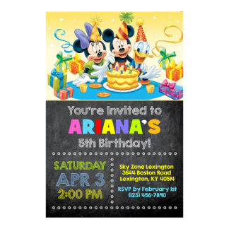 Personalized Mickey, Minnie Mouse and Donald Duck Birthday Invitations- Printable