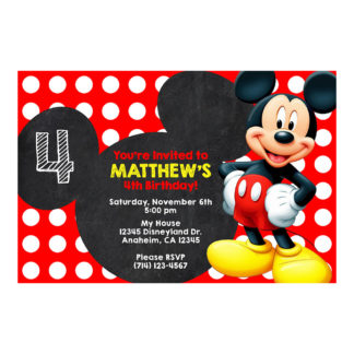 Personalized Mickey Mouse Birthday Invitations- Printable